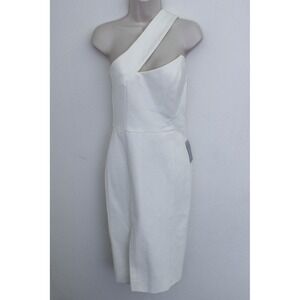 Lavish Alice Dress Size 6 White Sheath One Shoulder Cutout Midi Cocktail